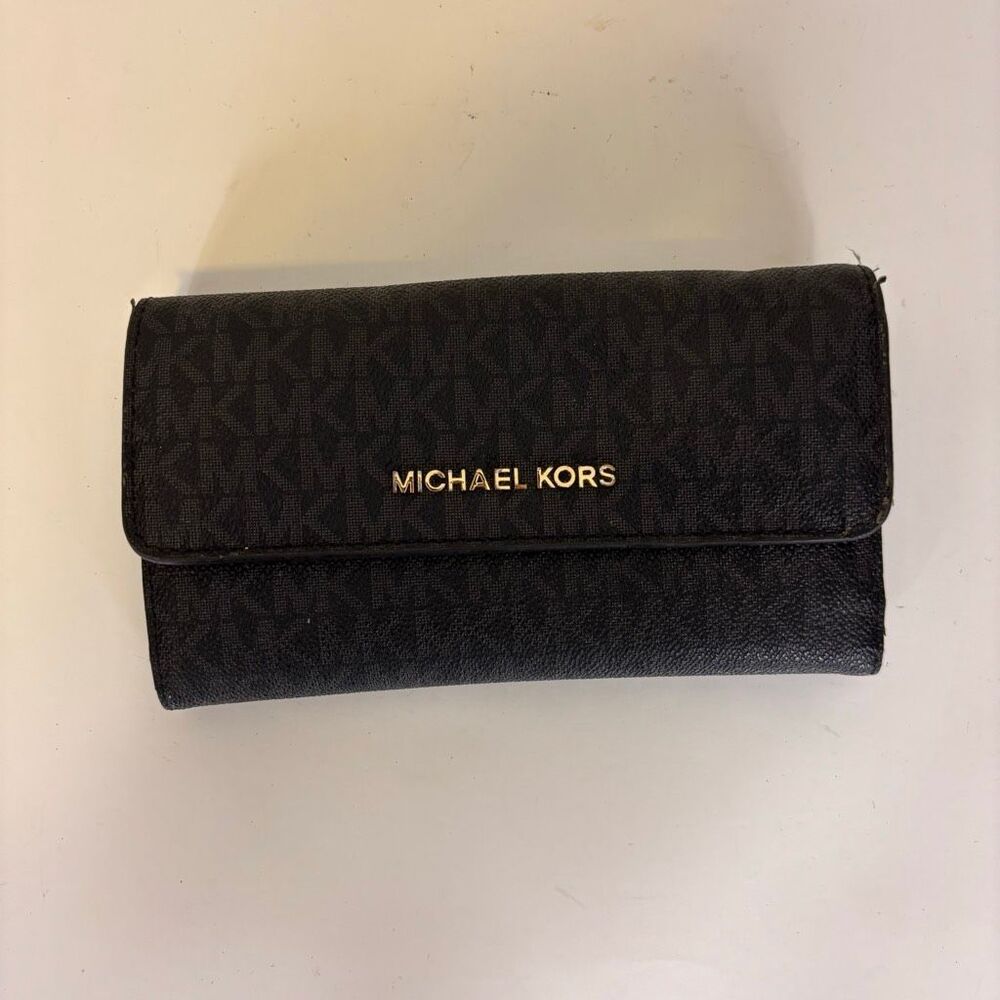 Michael Kors Black Monogram Leather Wallet